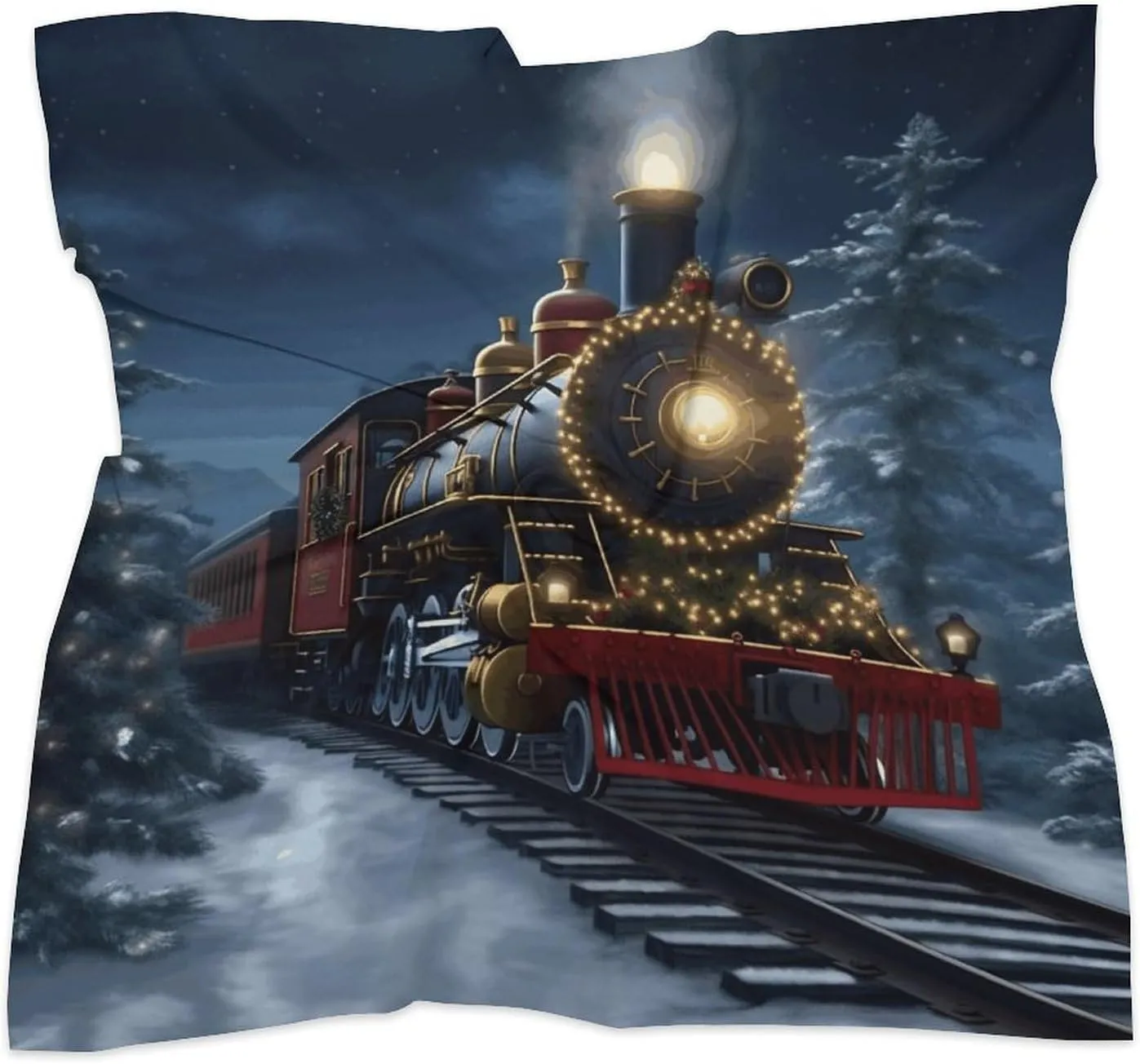 18" Silk Scarf Lightweight Satin Christmas Train Head Scarf Fashion Neck Head Scarves Headband Silk Scarves for Women Men Boho Hair Wrap Kerchief Hair Bandanas Square Neckerchief