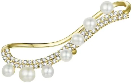 1PC 925 Sterling Silver Shell Pearl Drop Ear Cuff For Women Jewelry Dainty Ear Clip B_A_M_U-0601-75