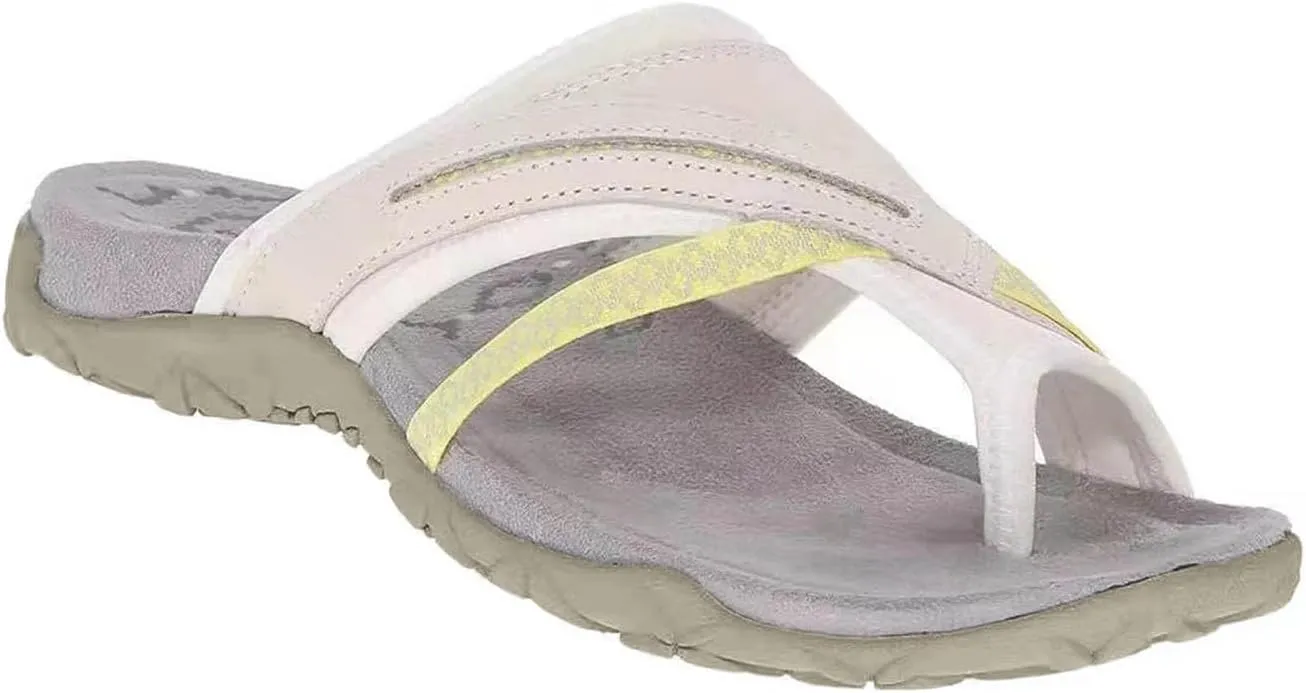 2025 Stylish Orthopedic Sandals for Women Colorblock Summer Beach Comfy Slipper Slip on Toe Ring Casual Flip Flop