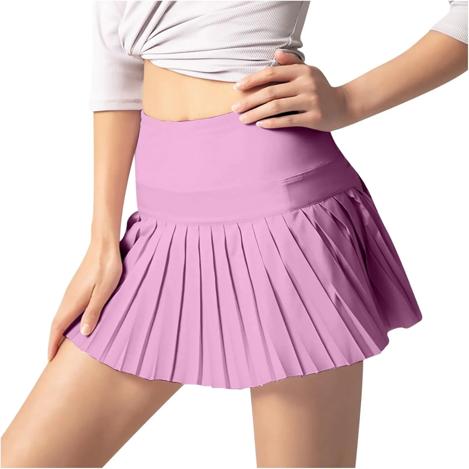 2025 Womens Pleated Tennis Skirts with Bulit-in-Shorts High Waisted Athletic Golf Skorts Skirts Outdoor Sports Shorts