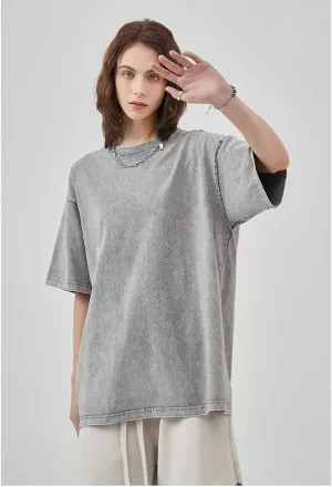 3 Pcs Men's Oversized T-Shirts Unisex Cotton Wash Short Sleeves Vintage Streetwear Loose Fit Casual Solid Basic Tee Tops