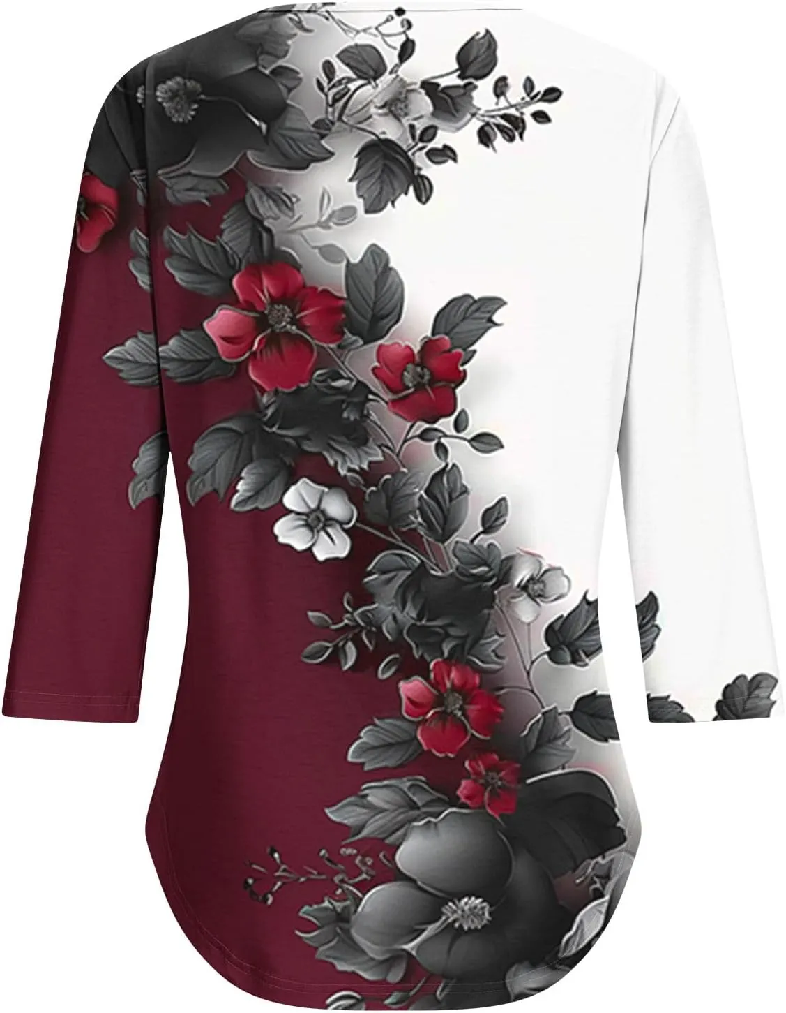 3/4 Length Sleeve Tops for Women Summer Dressy Casual Front Pleated Crewneck Shirts Flowy Tunic Tops Trendy Clothes
