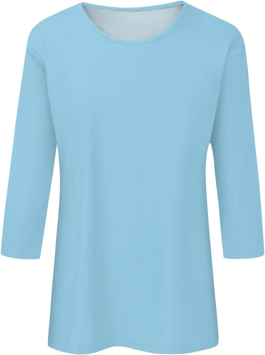 3/4 Length Sleeve Womens Tops Casual Loose Fit Crewneck T Shirts Cute Solid Three Quarter Length Tunic Tops