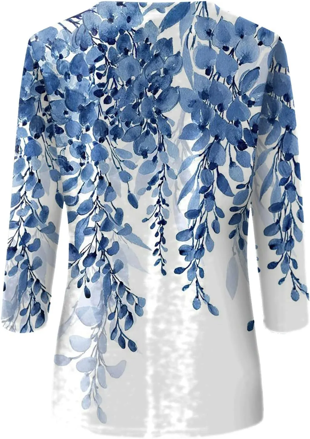 3/4 Length Sleeve Womens Tops Crewneck Floral Graphic Plus Size Shirts Three Quarter Loose Casual Dressy Blouses