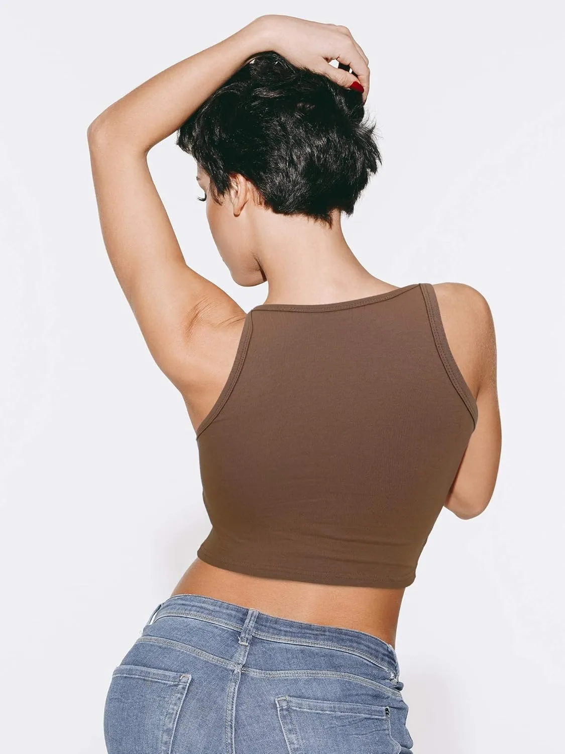 4 Pieces Basic Crop Tank Tops Women Racerback Crop Tops Cotton Sport for Girls Lady Daily Wearing