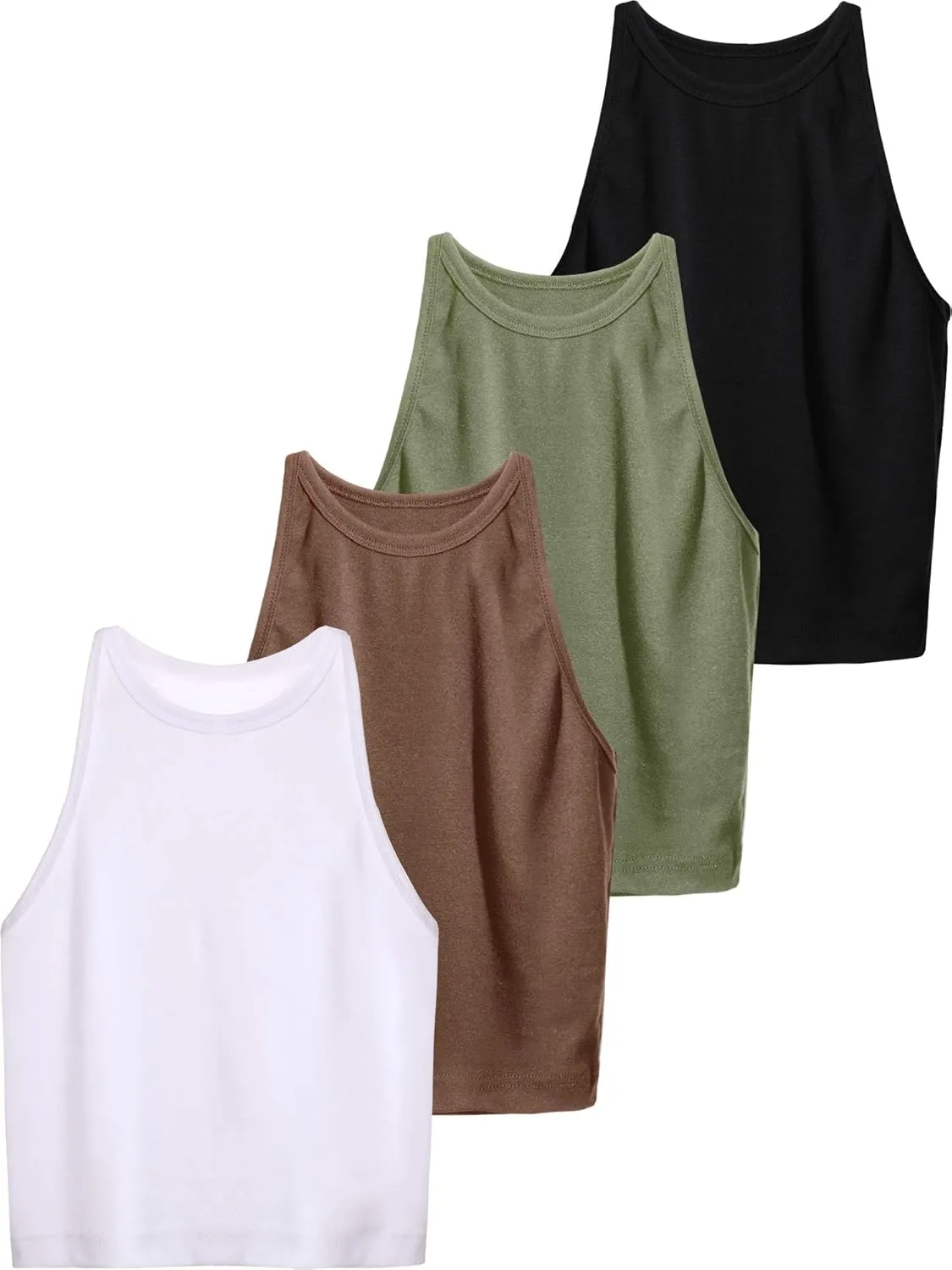 4 Pieces Basic Crop Tank Tops Women Racerback Crop Tops Cotton Sport for Girls Lady Daily Wearing