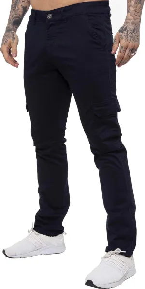 989Z ENZO Mens Cargo Combat Trousers Pants Cotton Casual Slim Fit Stretch Chinos