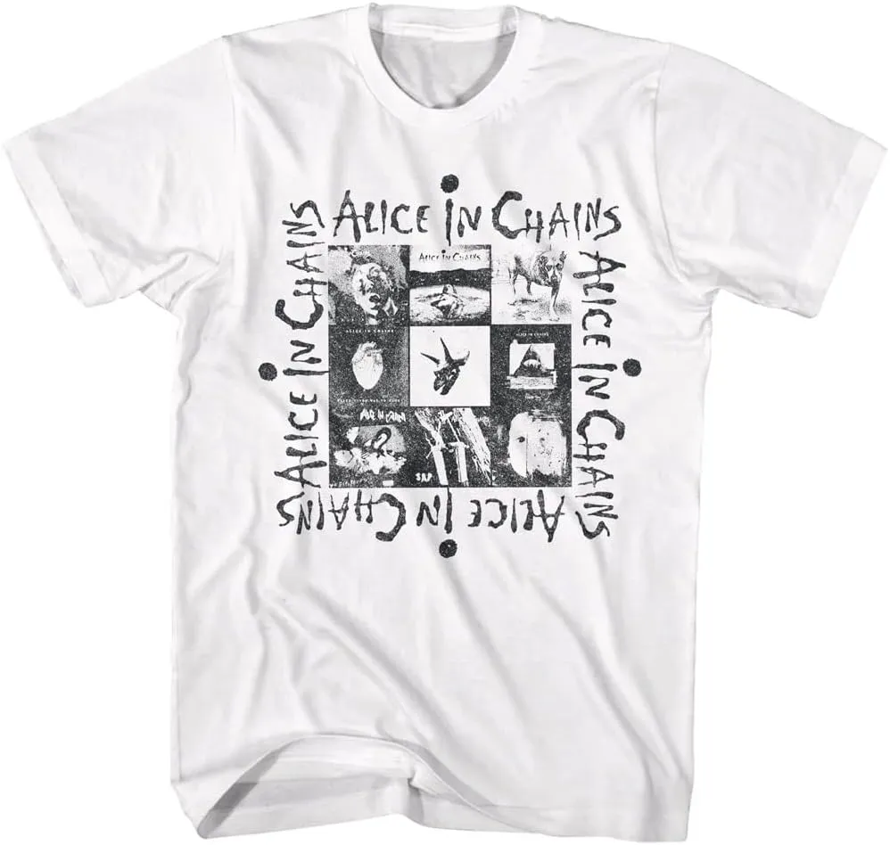 Alice in Chains T Shirt Multi Album Art Mens Short Sleeve T Shirts 90s Music Vintage Style Graphic Tees