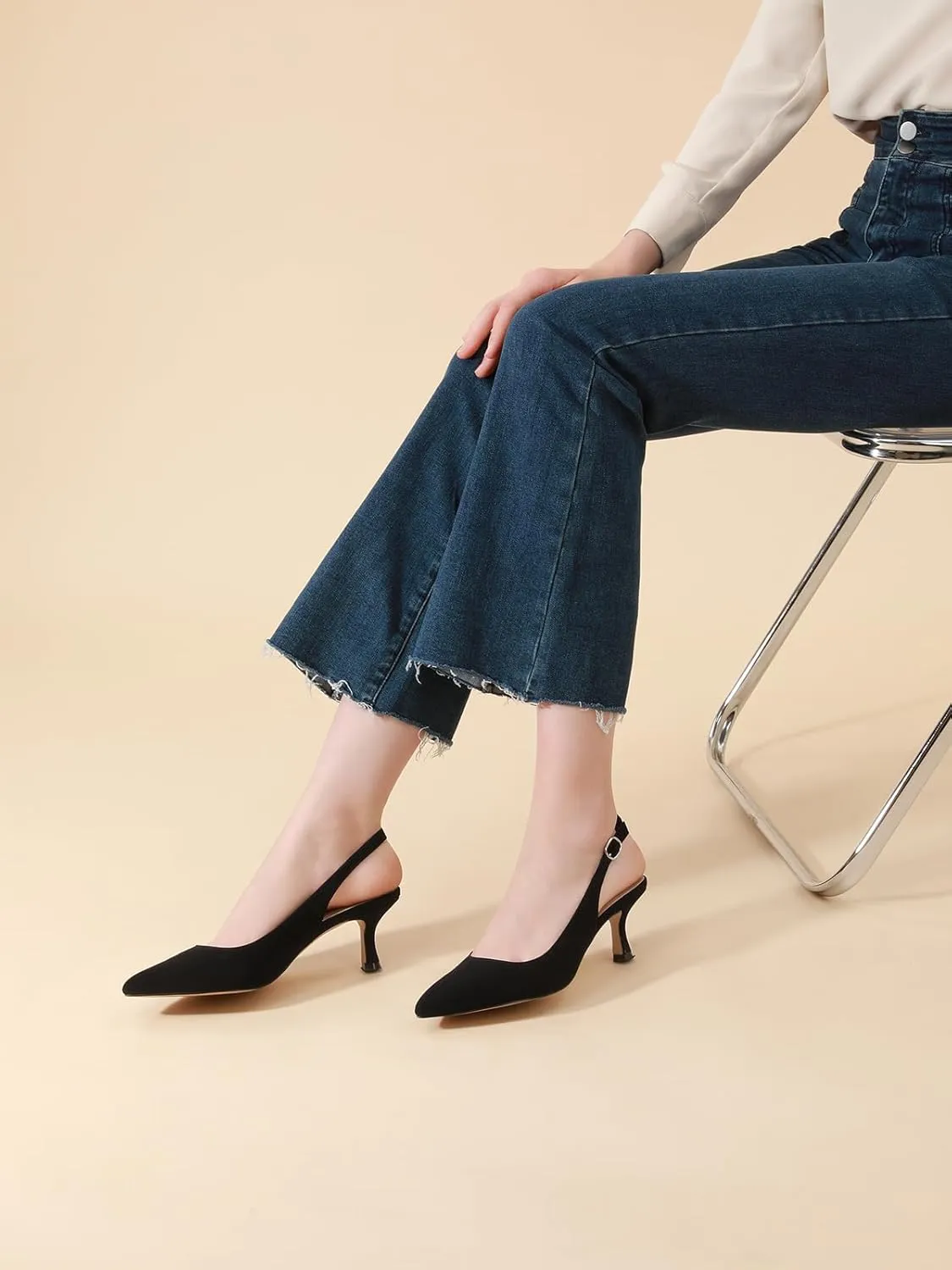 Ankis Slingback Heels for Women Closed Toe Women's Pumps Kitten Heel Wedding Party Casual Dress Shoes