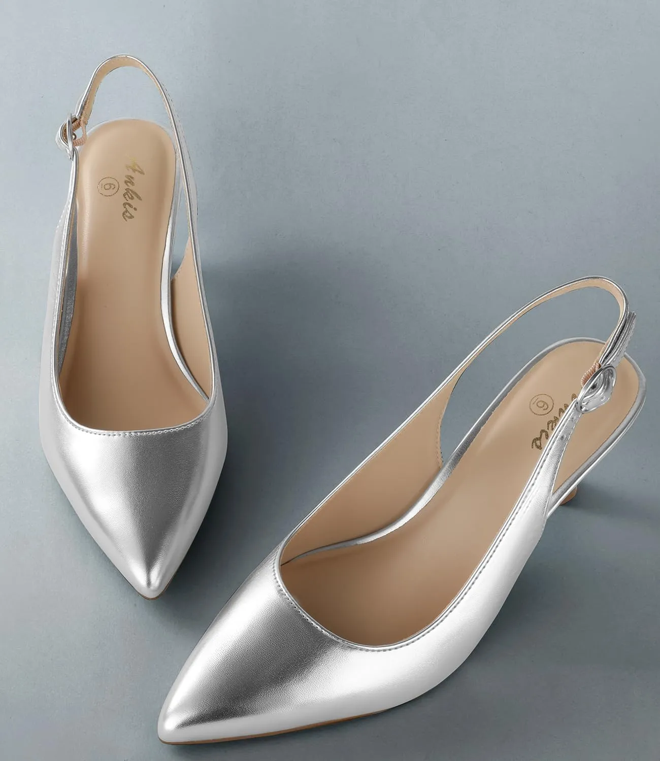 Ankis Slingback Heels for Women Closed Toe Women's Pumps Kitten Heel Wedding Party Casual Dress Shoes