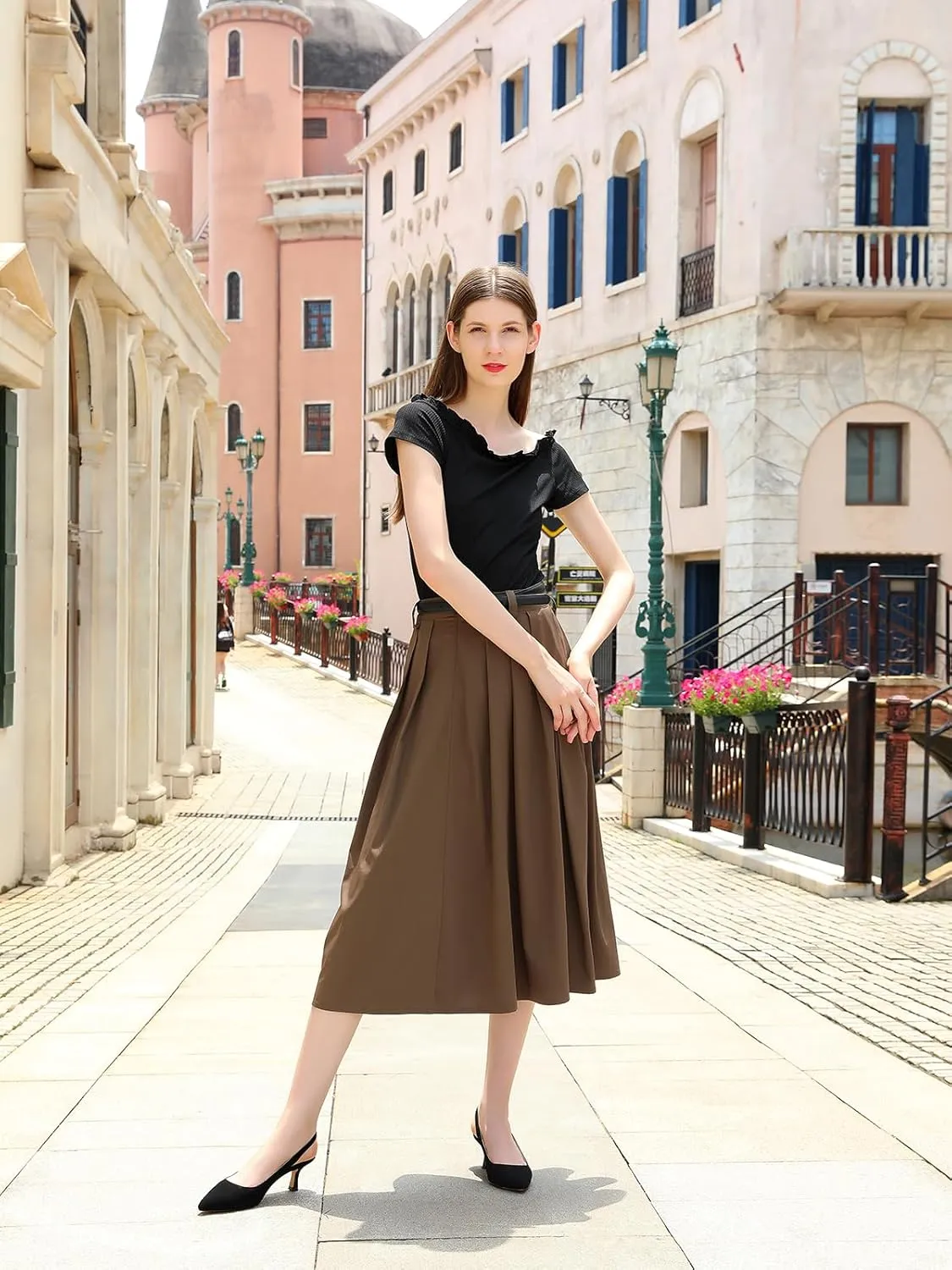 Ankis Slingback Heels for Women Closed Toe Women's Pumps Kitten Heel Wedding Party Casual Dress Shoes