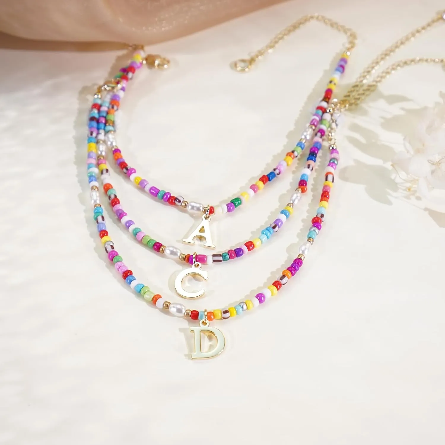 Ankle Bracelets for Women - Cute Pearl Beads Anklets for Women Waterproof Gold, Initial Colorful Boho Beaded Non Tarnish Foot Chain Anklet | Summer Colorful Jewelry Gift