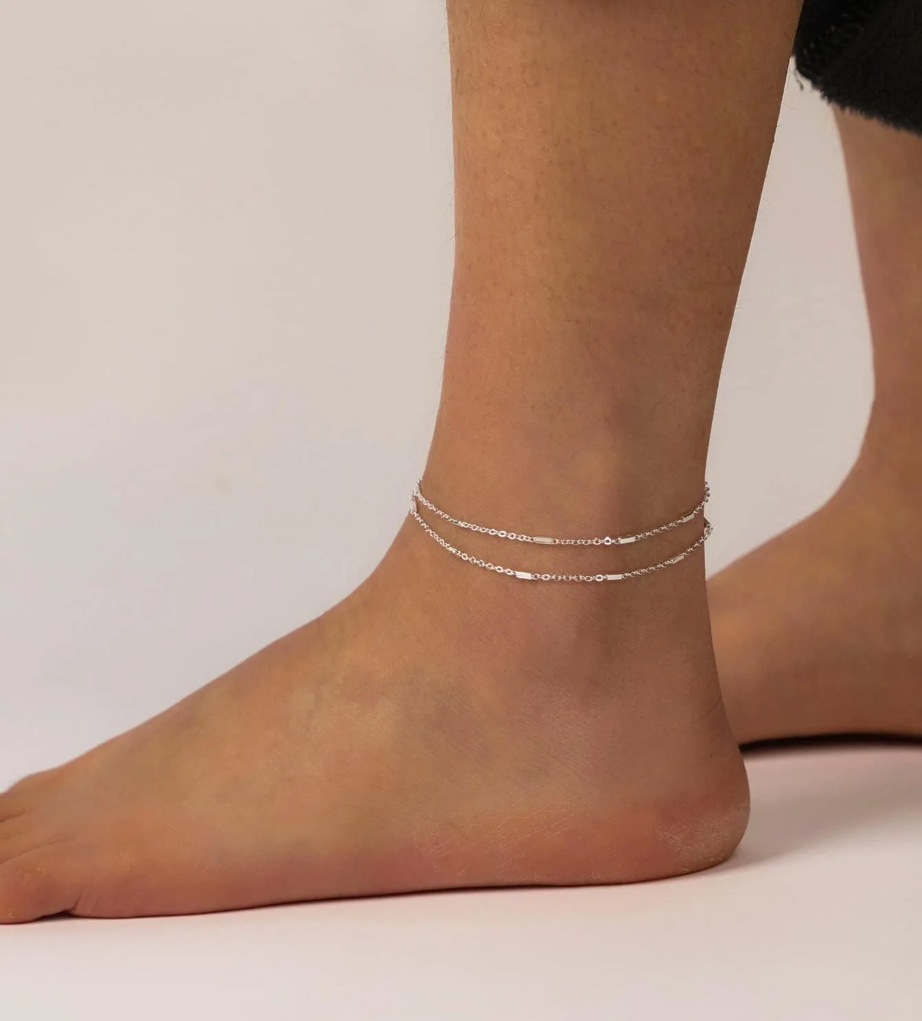 Anklet for Women 14K Gold Plated Ankle Bracelets Silver Anklet Waterproof Pearl Cubic Zirconia Rhinestone Heart Beads Herringbone Cuba Link Chain Anklets Dainty Jewelry