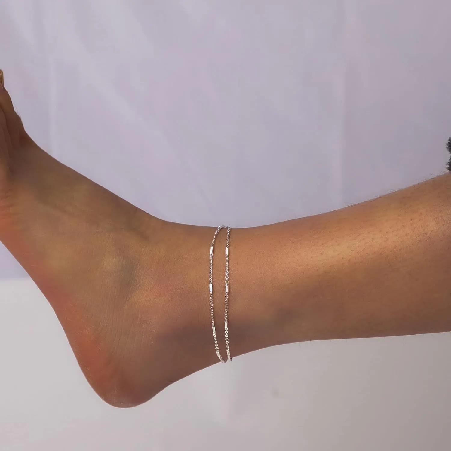 Anklet for Women 14K Gold Plated Ankle Bracelets Silver Anklet Waterproof Pearl Cubic Zirconia Rhinestone Heart Beads Herringbone Cuba Link Chain Anklets Dainty Jewelry