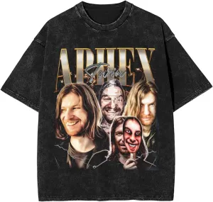 Aphex Vintage Oversized T Shirt Twin Unisex Summer Stylish O-Neck Cotton Short Sleeves T-Shirts