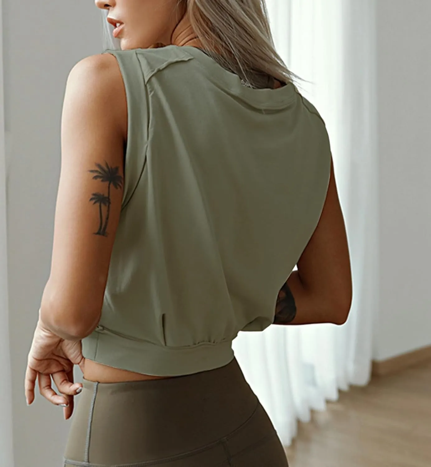 ARRIVE GUIDE Crop Top Athletic Shirts for Women Cute Sleeveless Yoga Tops Running Gym Cotton Cropped Workout Clothes