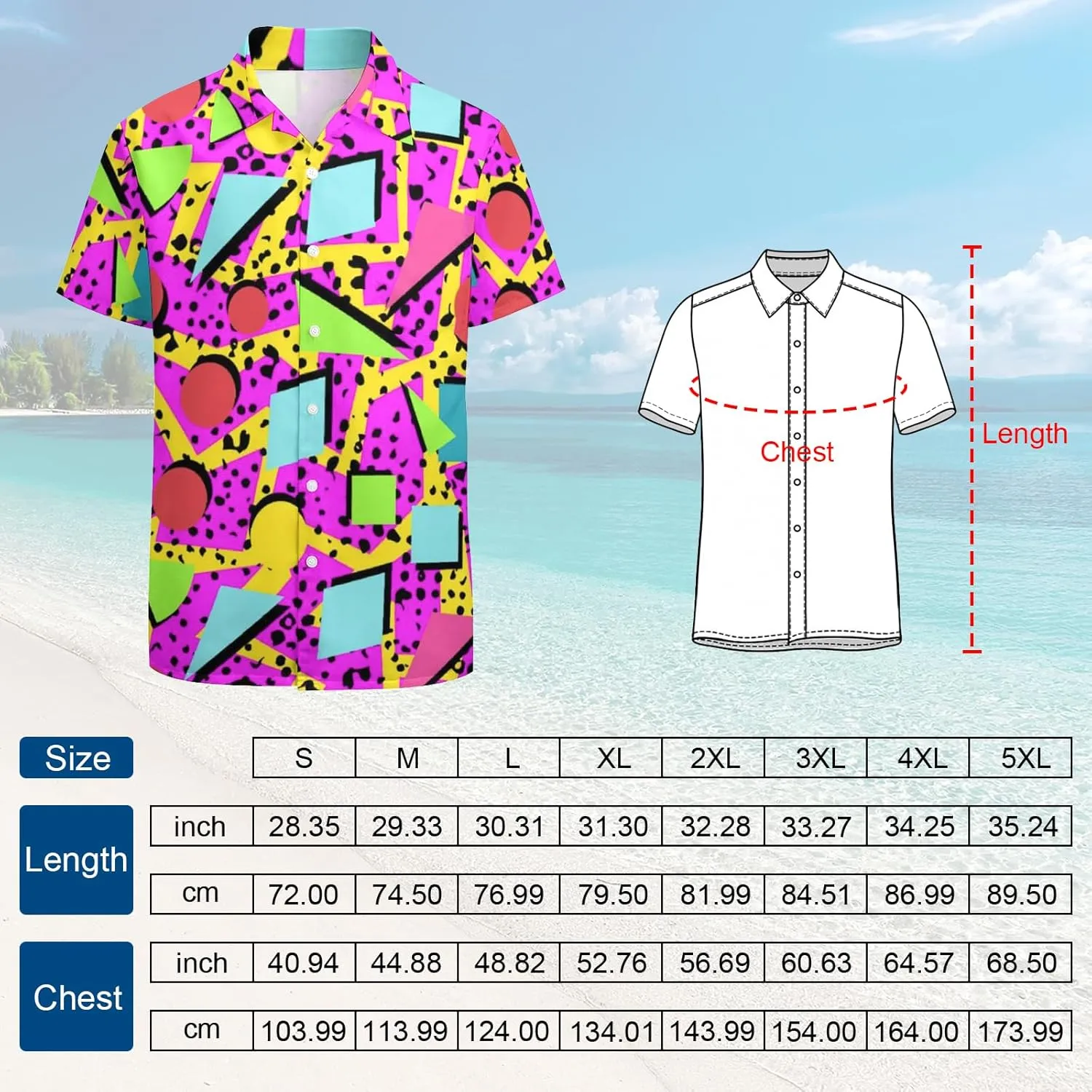Artsadd 80s 90s Hawaiian Shirt for Men Vintage Button Down Short Sleeve Big and Tall Shirts Funny Party Disco Outfit