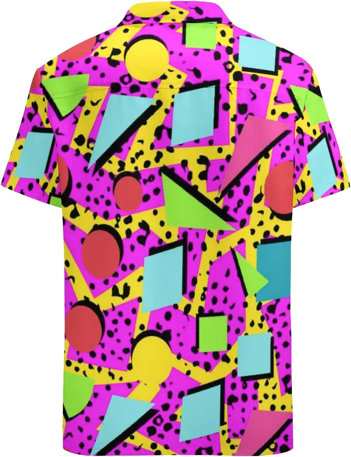 Artsadd 80s 90s Hawaiian Shirt for Men Vintage Button Down Short Sleeve Big and Tall Shirts Funny Party Disco Outfit