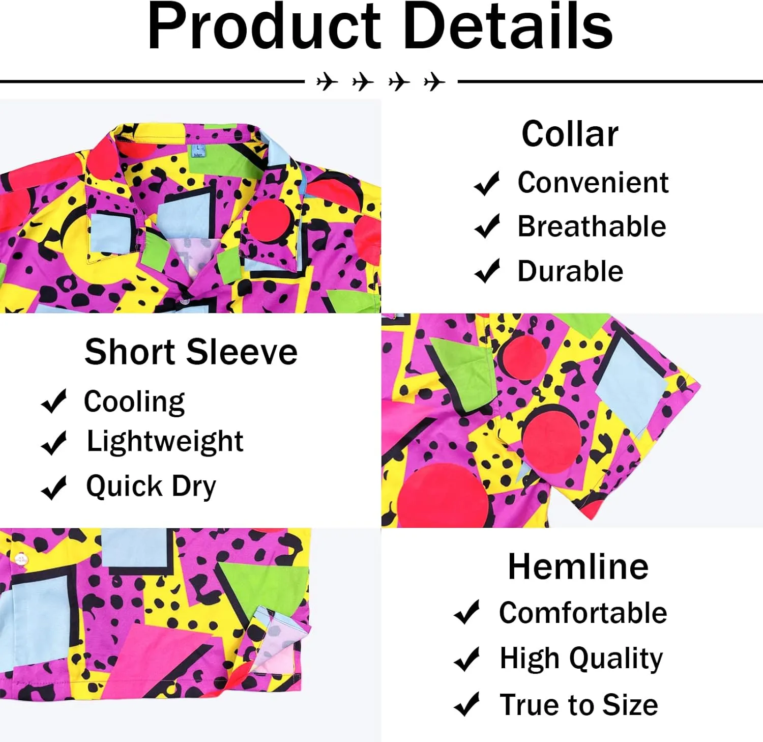 Artsadd 80s 90s Hawaiian Shirt for Men Vintage Button Down Short Sleeve Big and Tall Shirts Funny Party Disco Outfit