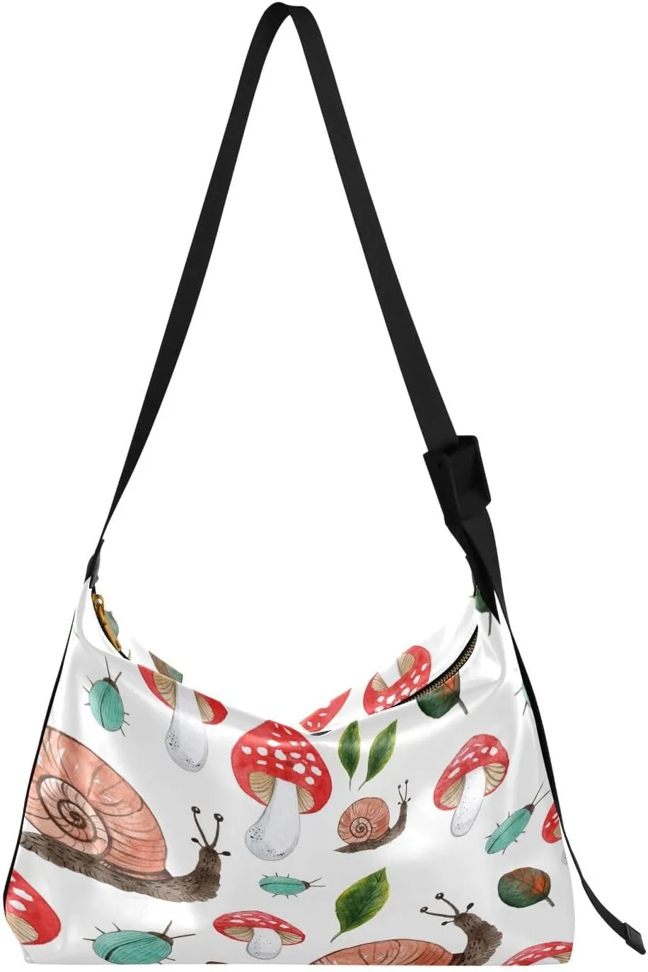 Autumn Snails Mushrooms Hobo Crossbody Bags for Women Leather Large Shoulder Bag Cross Body Trendy Womens Tote Bags Handbag for Travel Shopping