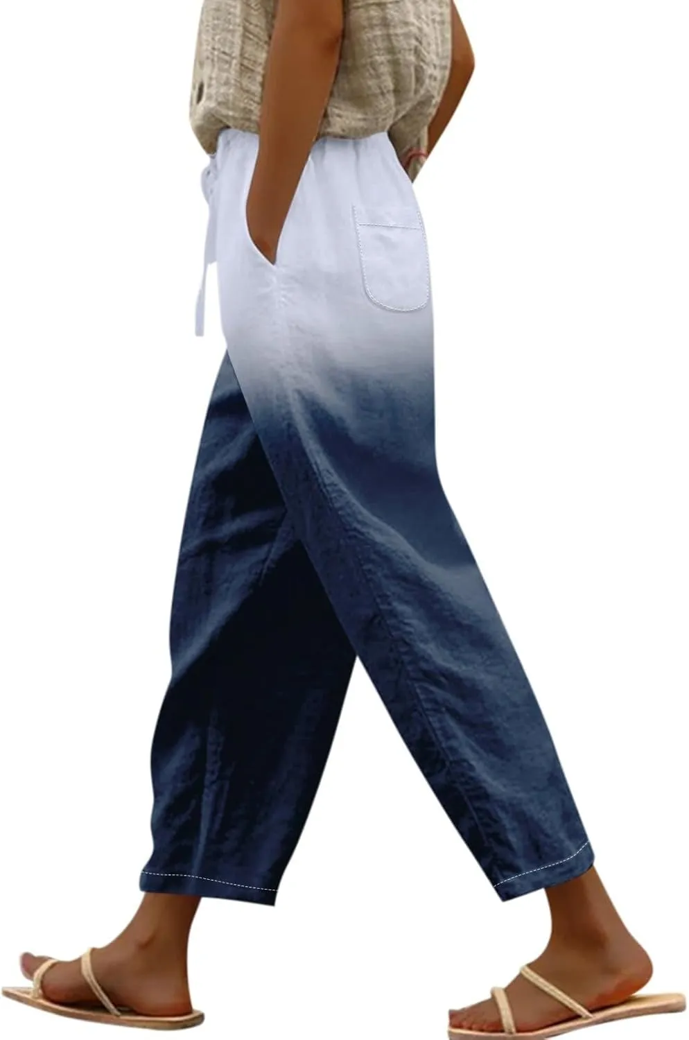 Beach Pants Everyday Casual Drawstring Pants Womens Work Pants Summer Outfits for Women 2024 Vacation Jeans