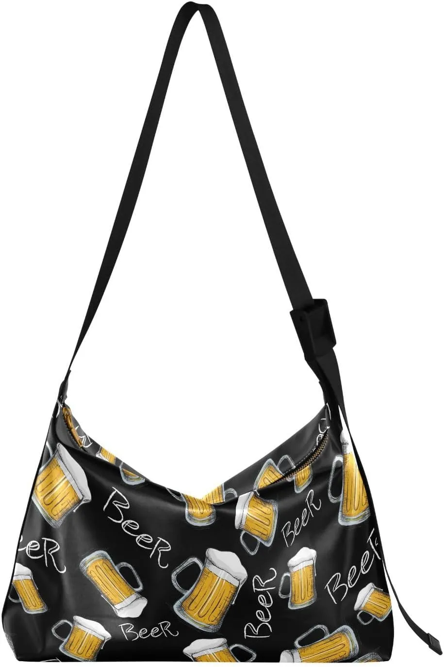 Beer Mug Pattern Hobo Crossbody Bags for Women Leather Large Shoulder Bag Cross Body Trendy Womens Tote Bags Handbag for Travel Shopping