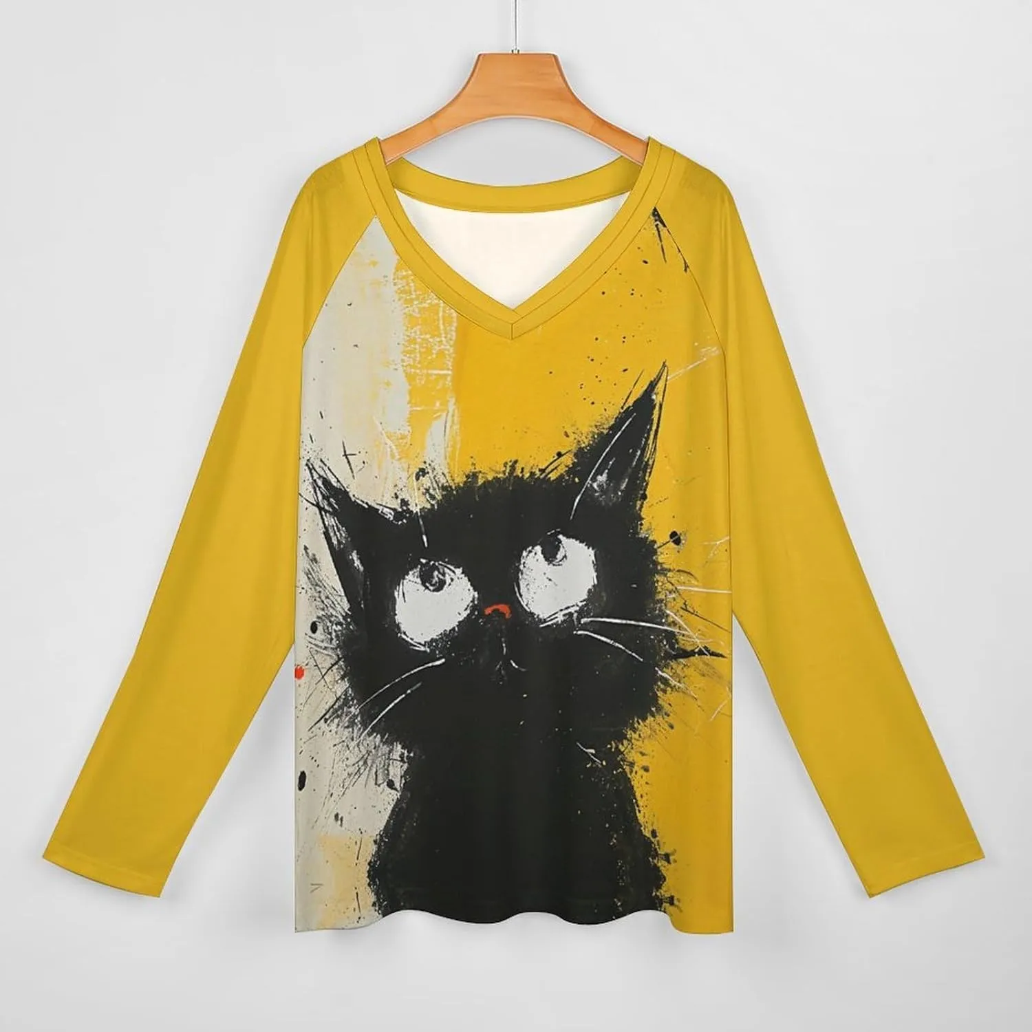 Bengbobar Funny Cat Shirts for Women Women's Black Cat T Shirt Pullover Cute Cat Lover 3D Graphic Print Sweatshirts Fall Tops