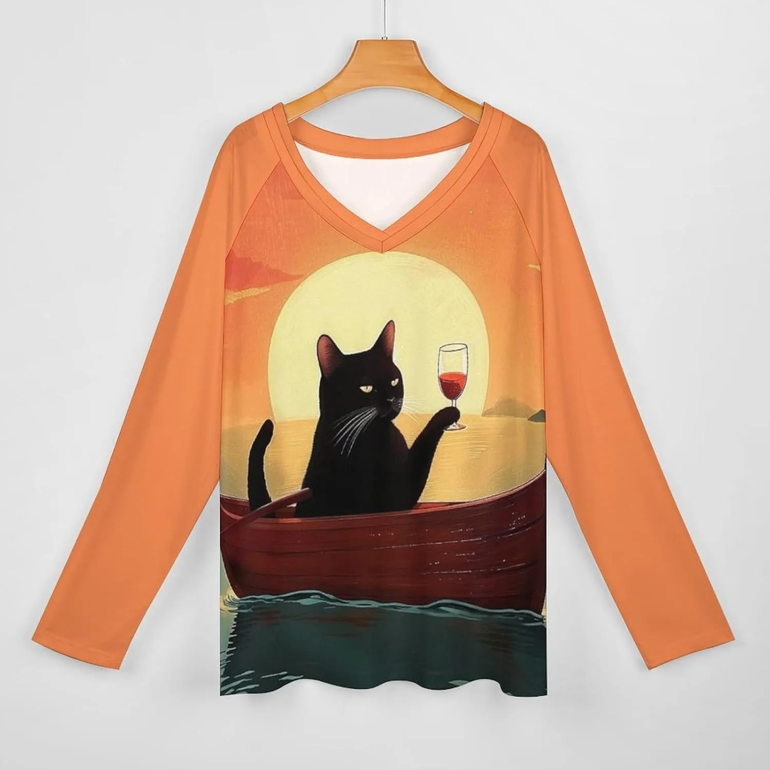Bengbobar Funny Cat Shirts for Women Women's Black Cat T Shirt Pullover Cute Cat Lover 3D Graphic Print Sweatshirts Fall Tops