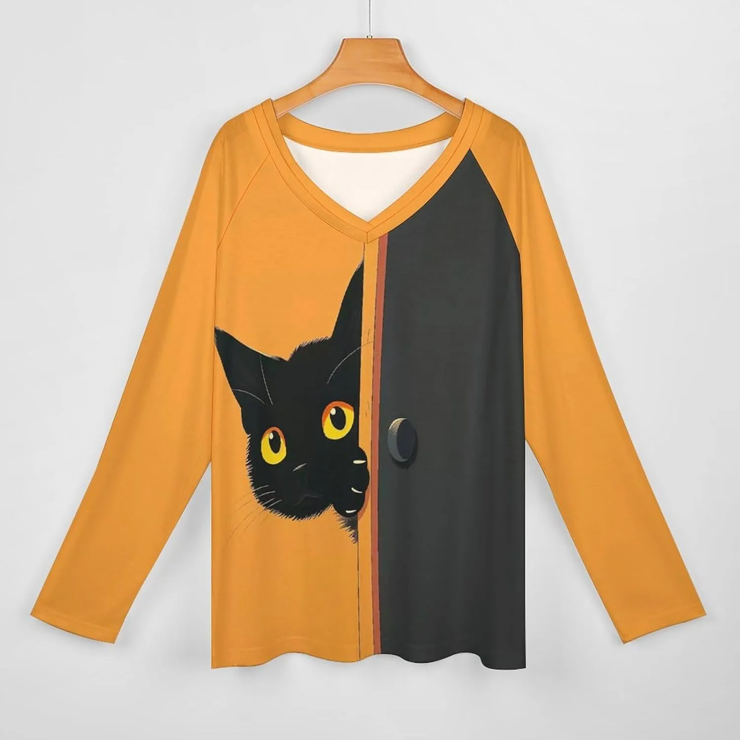 Bengbobar Funny Cat Shirts for Women Women's Black Cat T Shirt Pullover Cute Cat Lover 3D Graphic Print Sweatshirts Fall Tops