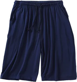 Big and Tall Sweat Shorts for Men Elastic Waist Drawstring Wide Leg Pajama Short Pants Summer Lightweight Outdoor Beach Short
