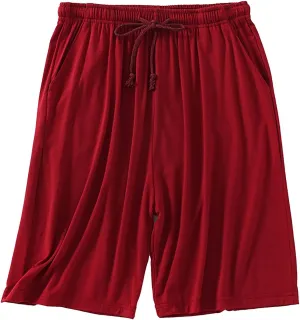 Big and Tall Sweat Shorts for Men Elastic Waist Drawstring Wide Leg Pajama Short Pants Summer Lightweight Outdoor Beach Short