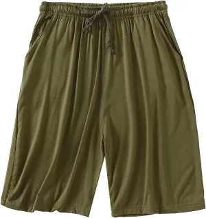 Big and Tall Sweat Shorts for Men Elastic Waist Drawstring Wide Leg Pajama Short Pants Summer Lightweight Outdoor Beach Short