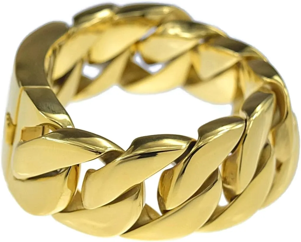 Bling Cartel Heavy 30MM Wide Cuban Link 316L Stainless Steel Gold Finish Big Chunky Hip Hop 8.5" Bracelet