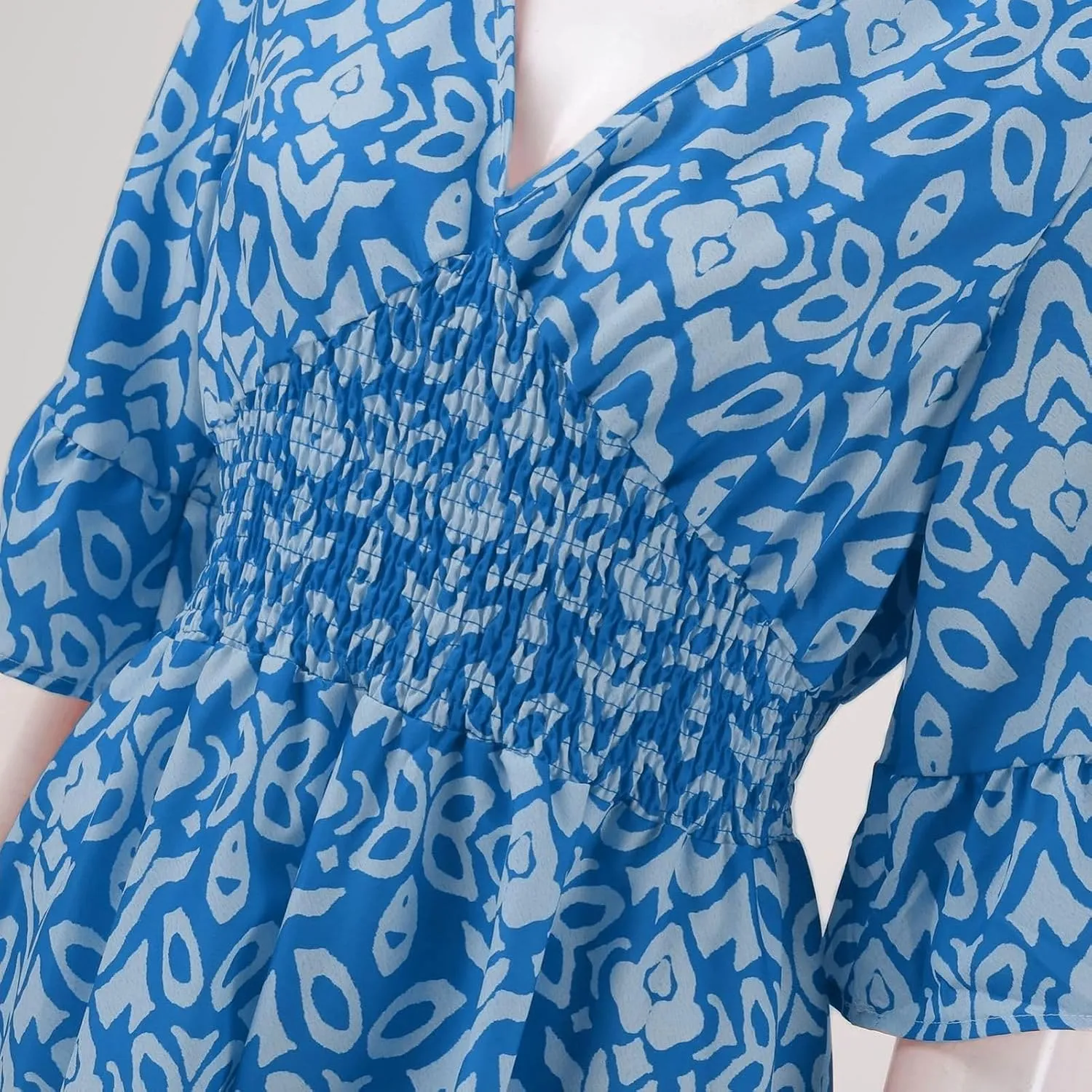 Boho Floral Dress for Women V Neck Wrap Midi Dress Plus Size Casual Flowy Summer Bohemian Dress