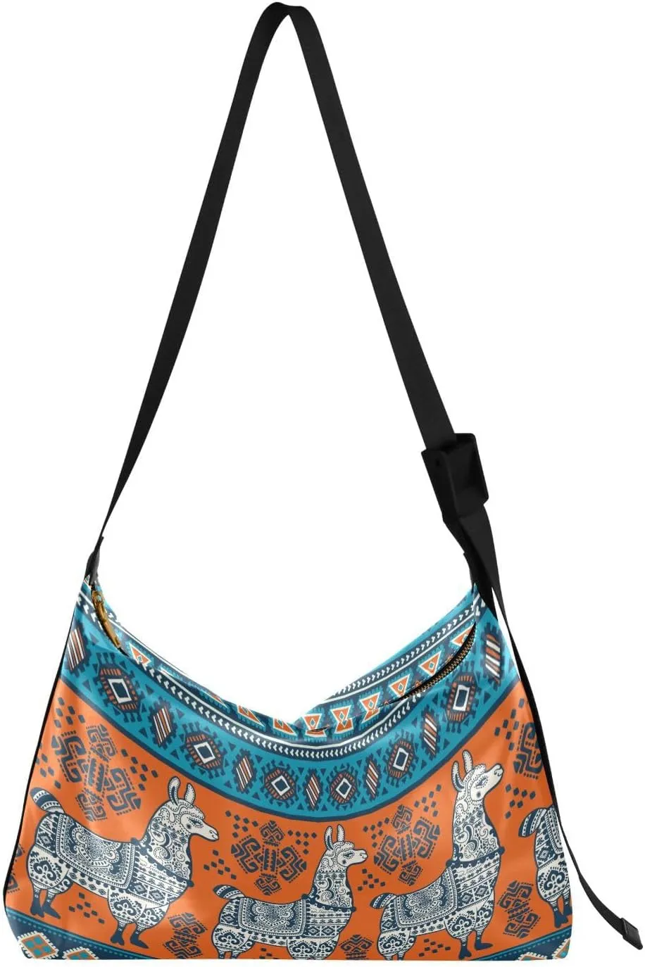 Boho Tribal Alpaca Hobo Crossbody Bags for Women Leather Large Shoulder Bag Cross Body Exotic Llama Trendy Womens Tote Bags Handbag for Travel Shopping