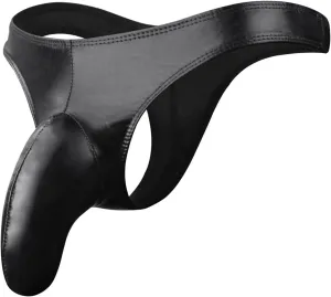 Breathable Briefs for Men Stretch Solid Imitation Leather Thong Underwear Low Rise Panties Daily Wear Comfortable