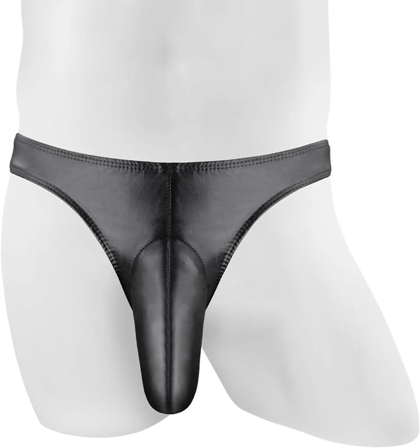 Breathable Briefs for Men Stretch Solid Imitation Leather Thong Underwear Low Rise Panties Daily Wear Comfortable