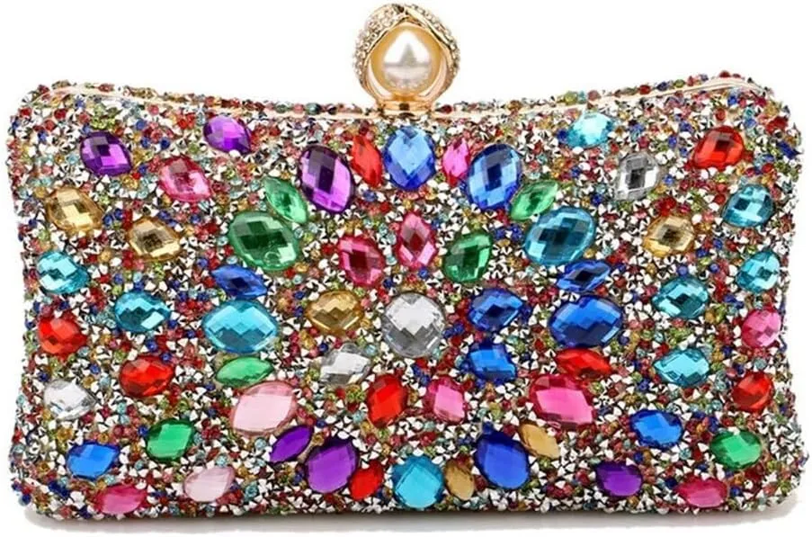 Bridal Chain Banquet Party Cocktail Prom Crossbody Women Rhinestone Evening Multicolor Clutch Luxury Crystal Handbag