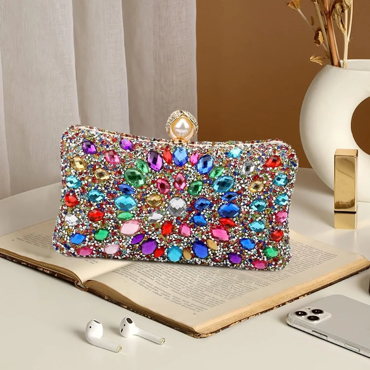 Bridal Chain Banquet Party Cocktail Prom Crossbody Women Rhinestone Evening Multicolor Clutch Luxury Crystal Handbag
