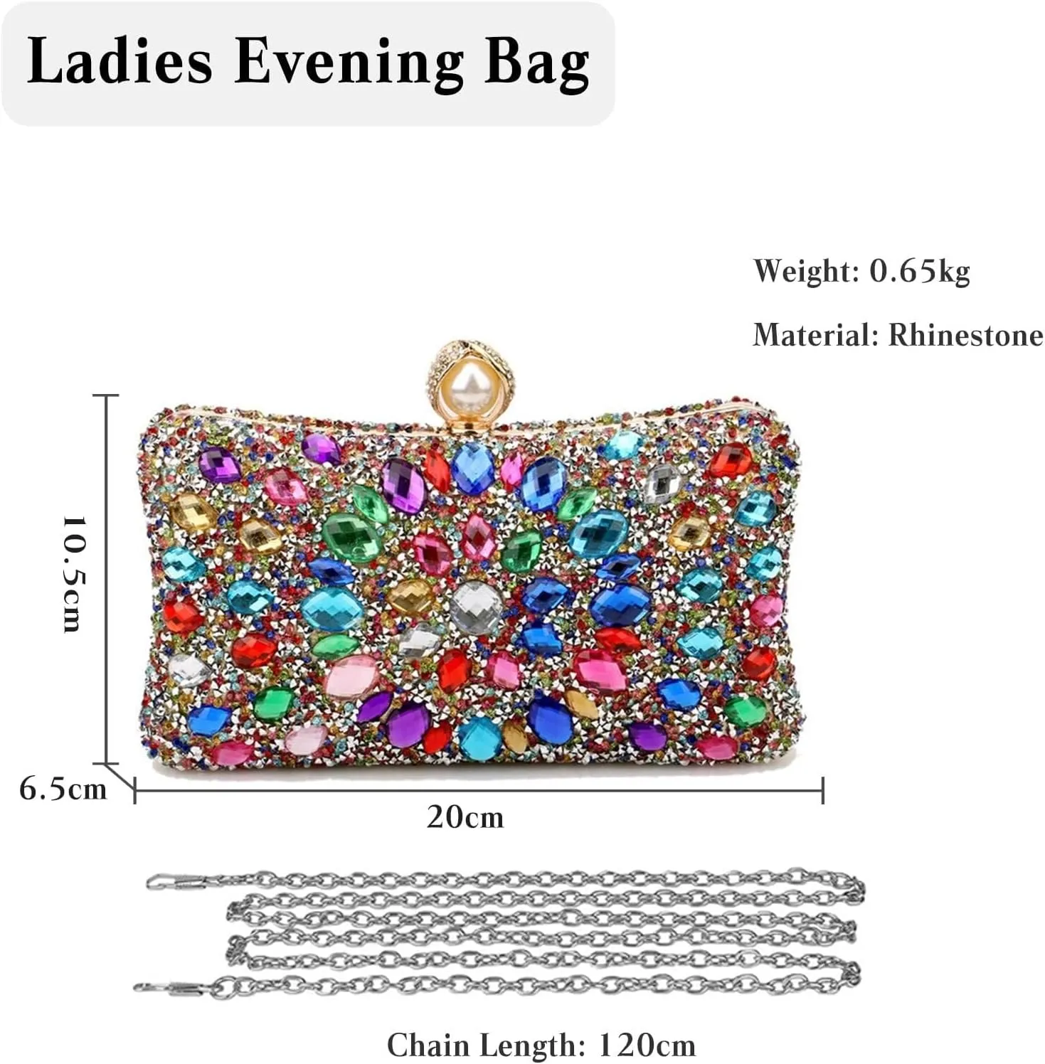 Bridal Chain Banquet Party Cocktail Prom Crossbody Women Rhinestone Evening Multicolor Clutch Luxury Crystal Handbag