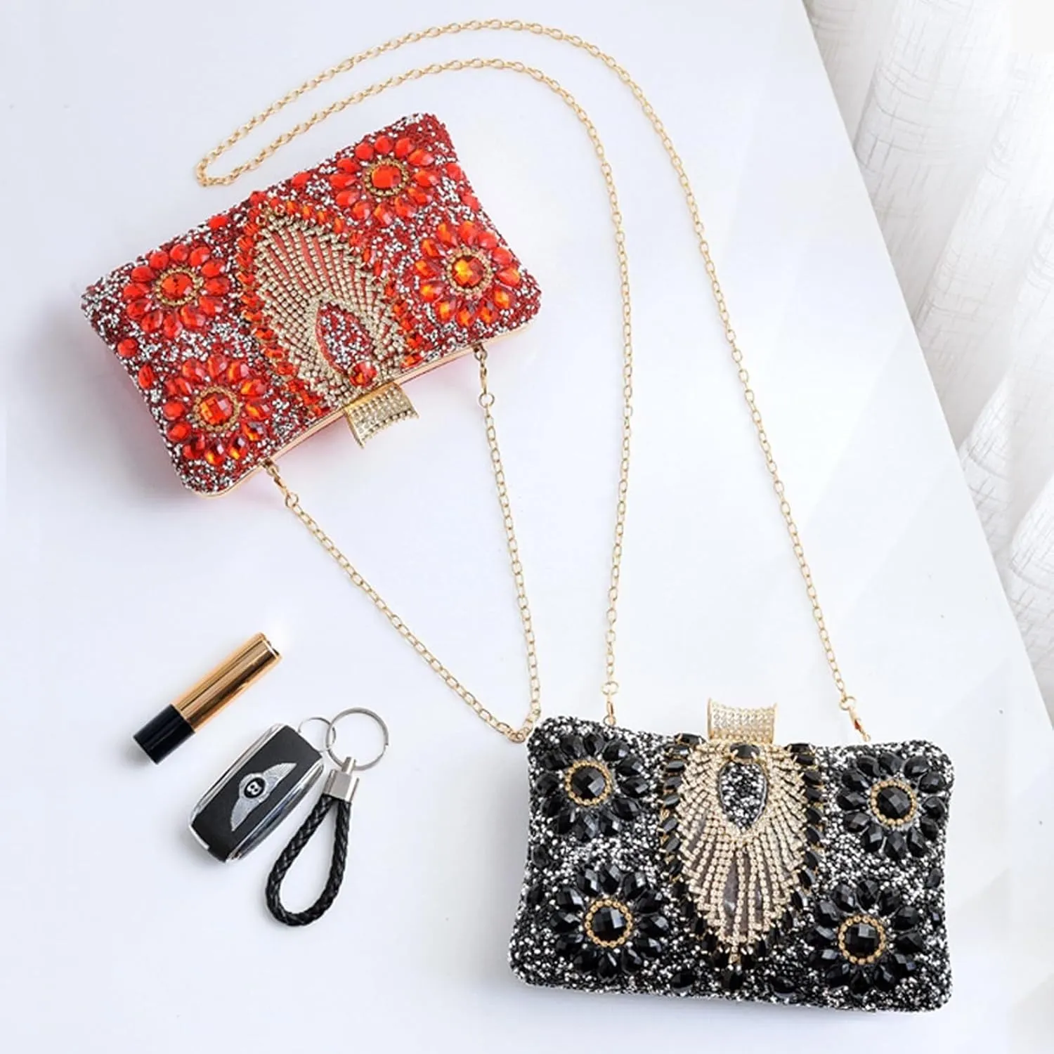 Bridal Wedding Purse Luxury Crystal Handbag Glitter Shoulder Women Rhinestone Evening Multicolor Clutch