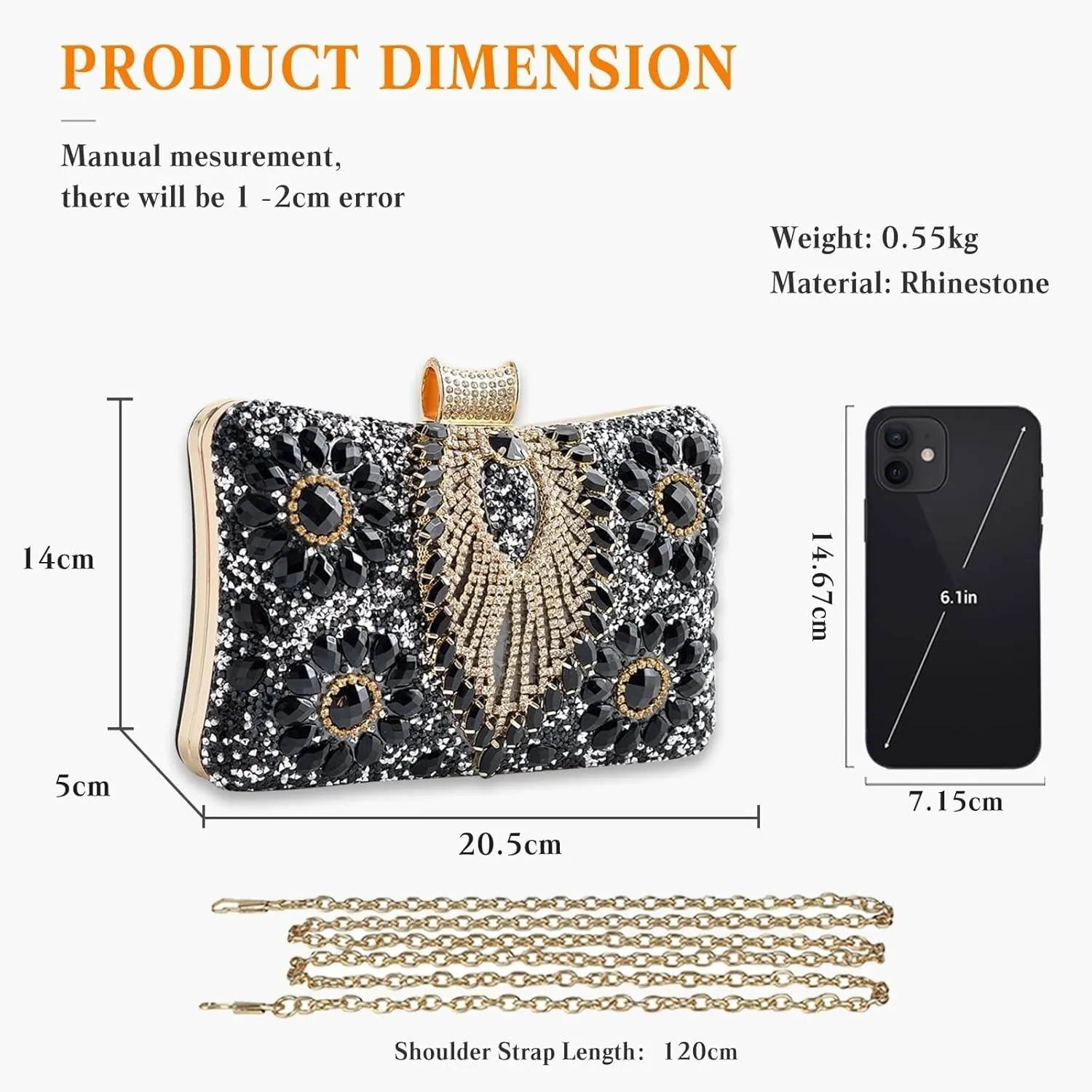 Bridal Wedding Purse Luxury Crystal Handbag Glitter Shoulder Women Rhinestone Evening Multicolor Clutch