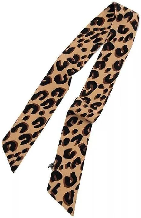 Brown Leopard Neck Tie Chic Skinny Scarf Hairband Stylish Purse Scarf Leopard Accessory Women's Fashion Scarves Women's Fashion Scarves Scarves and Wraps