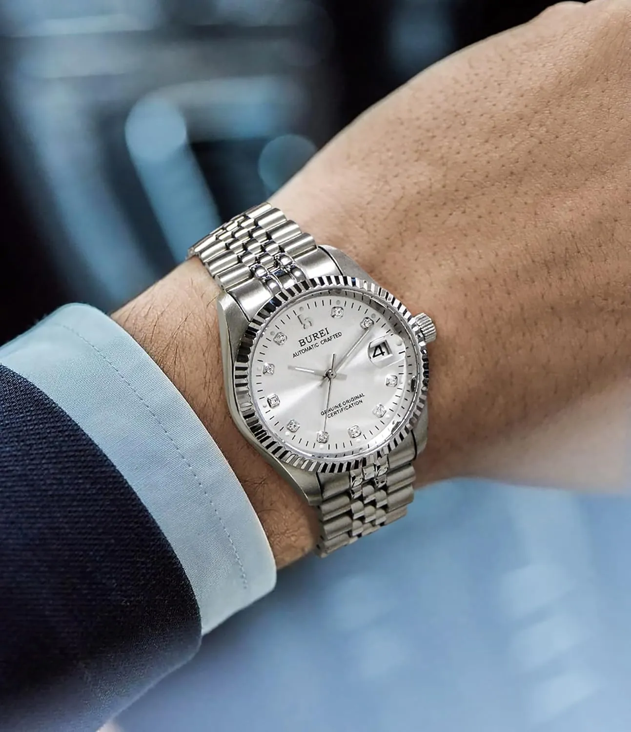 BUREI Men's Automatic Watches Luxury Stainless Steels Waterproof Watches for Men Gifts for Men