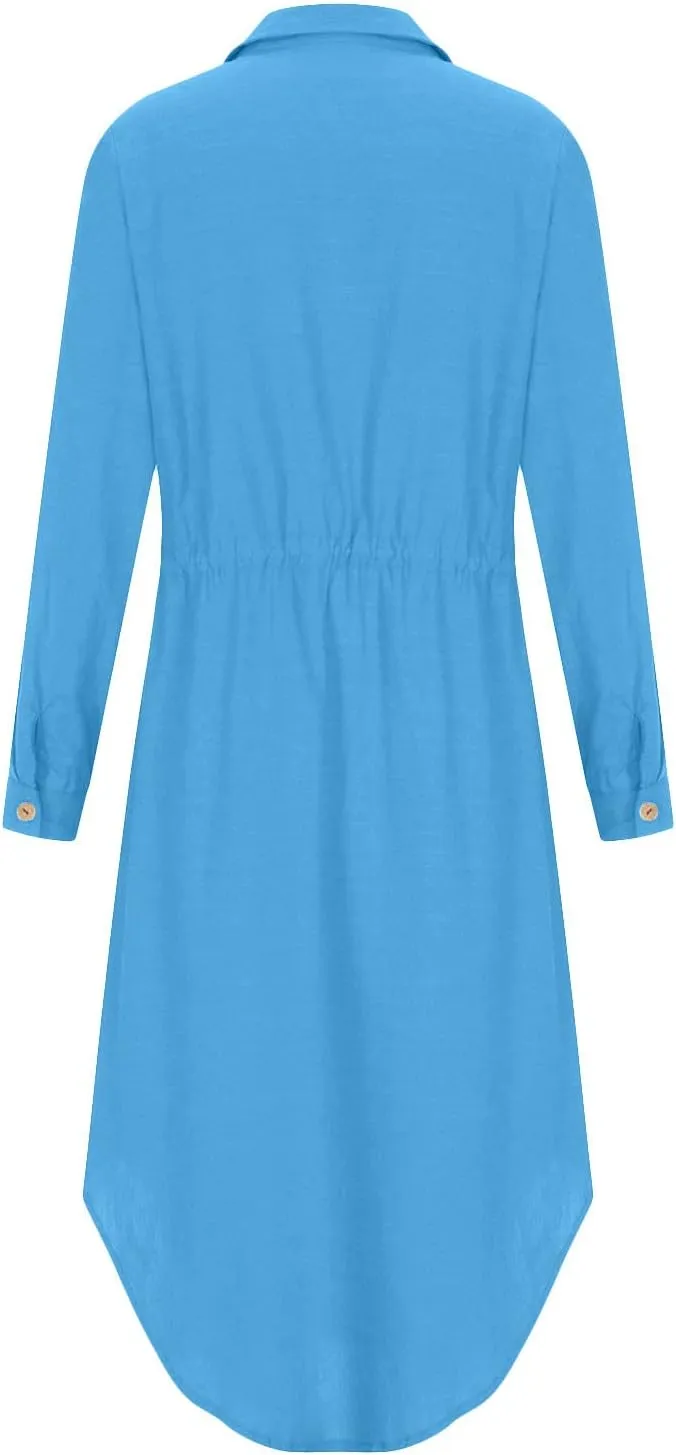 Button Down Dress for Women 2025 Casual V-Neck Linen Shirt Dress Plus Size Maxi Dress Short Sleeve Outfits