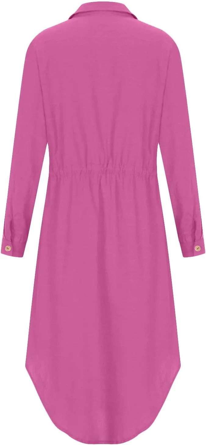 Button Down Dress for Women 2025 Casual V-Neck Linen Shirt Dress Plus Size Maxi Dress Short Sleeve Outfits