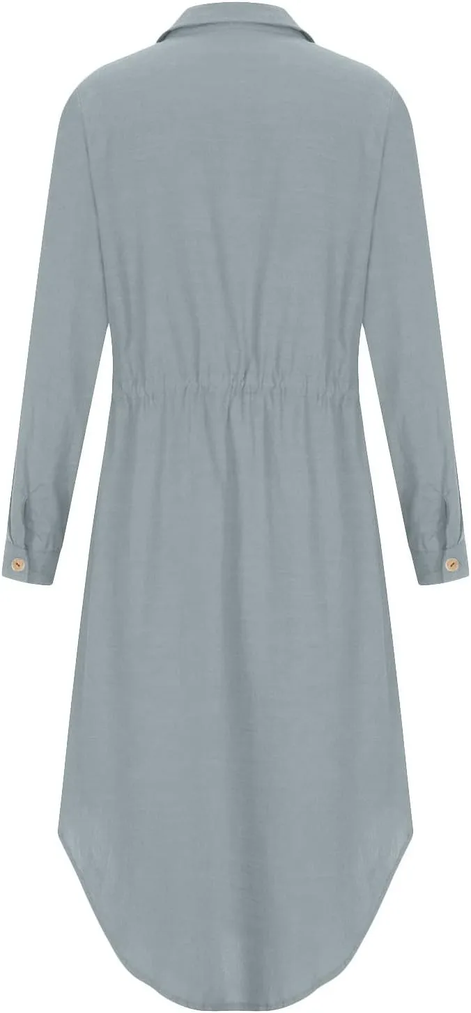 Button Down Dress for Women 2025 Casual V-Neck Linen Shirt Dress Plus Size Maxi Dress Short Sleeve Outfits