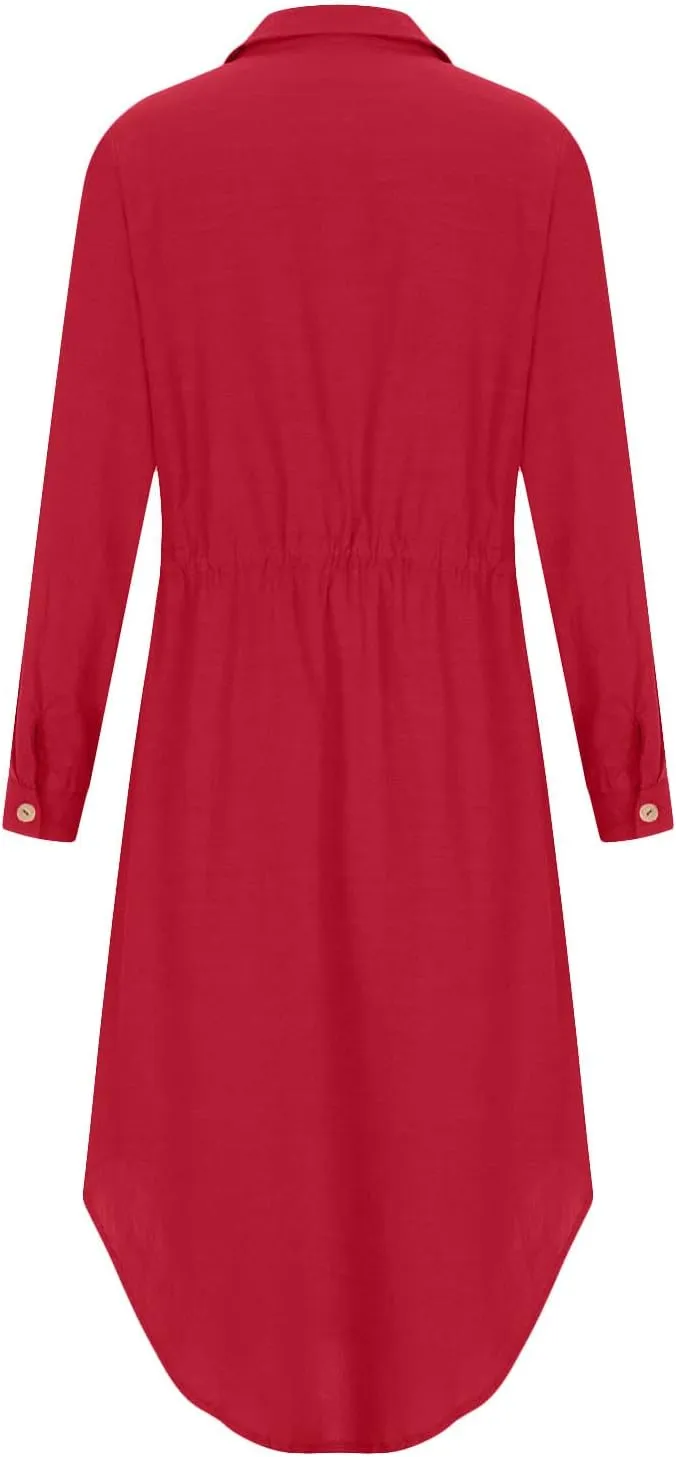Button Down Dress for Women 2025 Casual V-Neck Linen Shirt Dress Plus Size Maxi Dress Short Sleeve Outfits