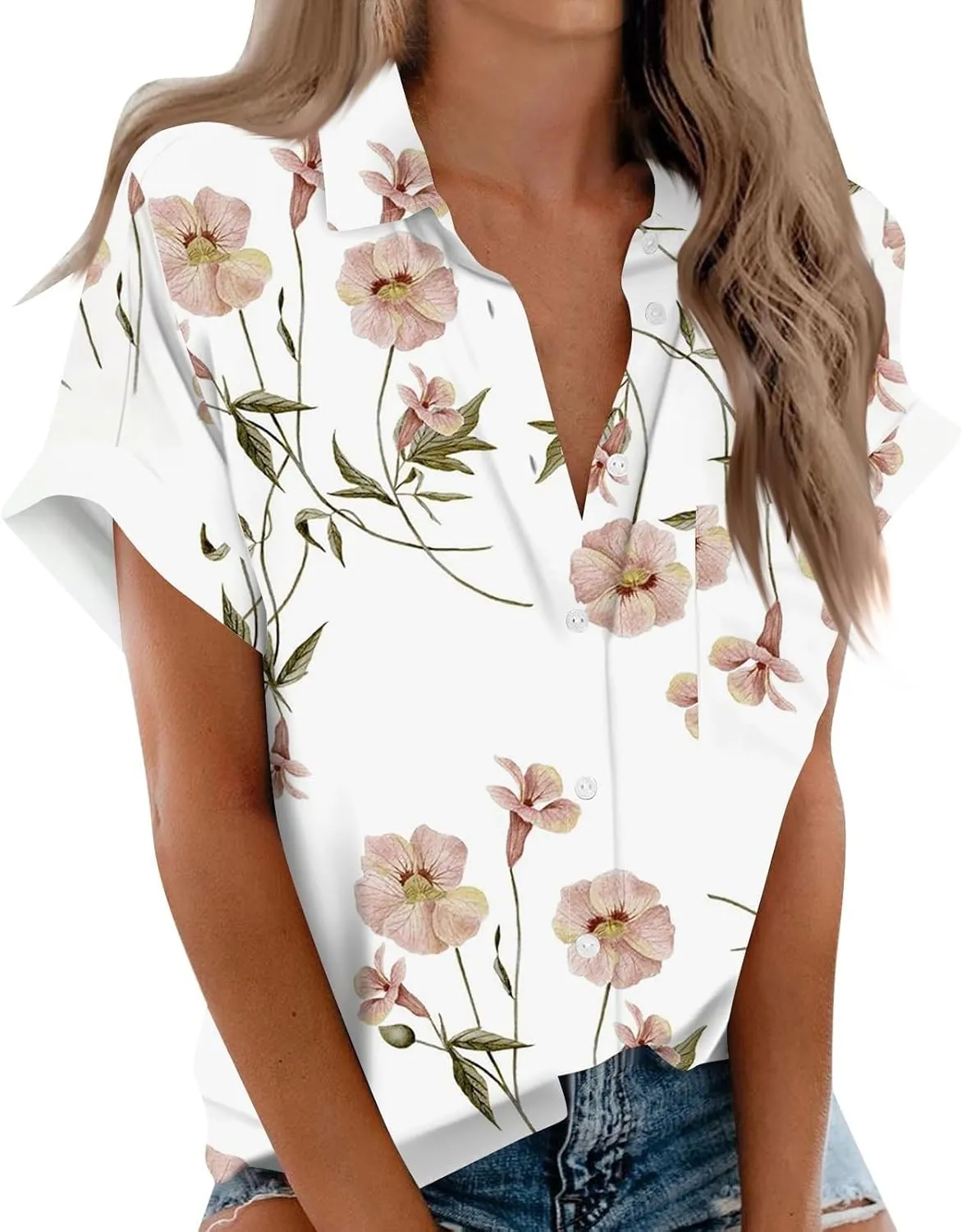 Button Down Shirts Linen Tops for Women Solid Color Shirt Long Sleeve Button Down Loose Fit Vacation Beach