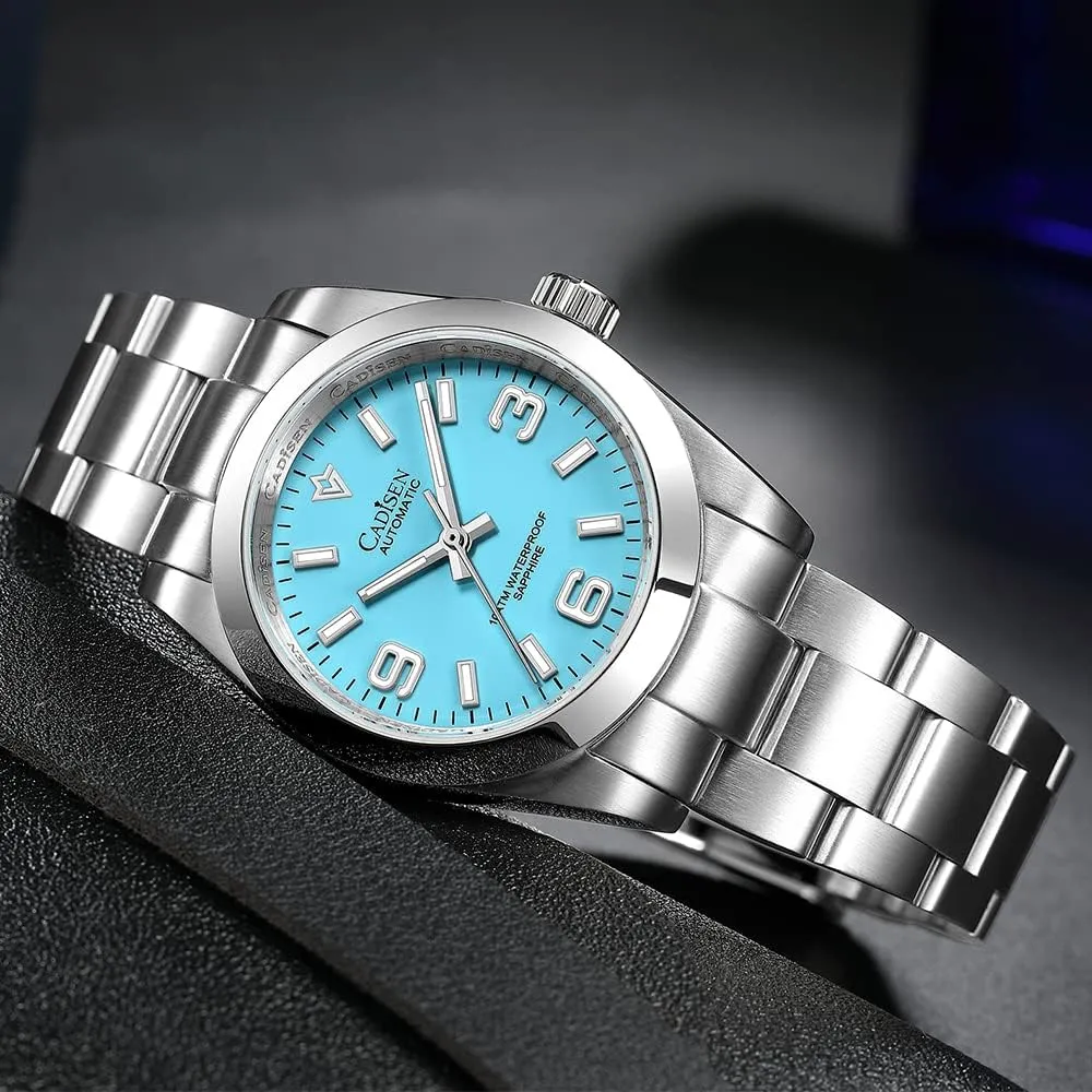 CADISEN Automatic for Men Watch 36MM Sapphire Mechanical Wristwatch Stainless Steel Waterproof Watches Casual Homage